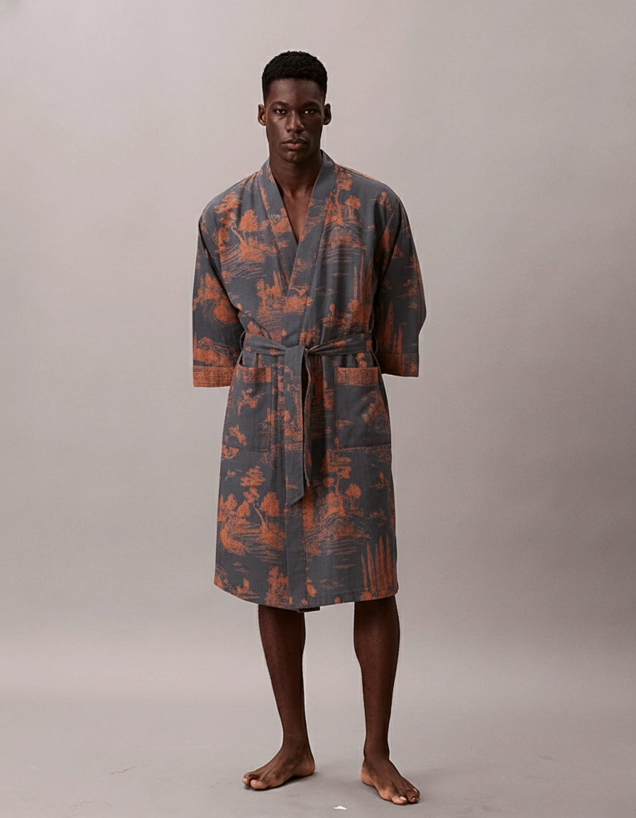 Peignoir Kimono Homme | Bleu Orange