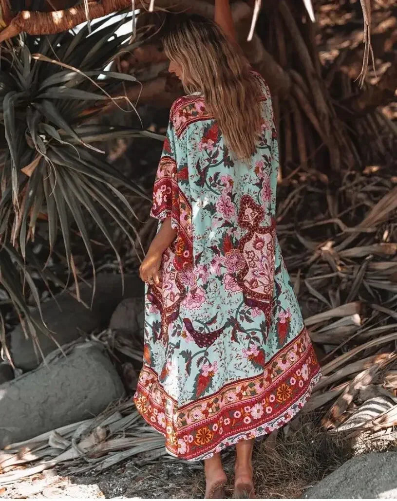 Kimono Long | Vert-Rouge