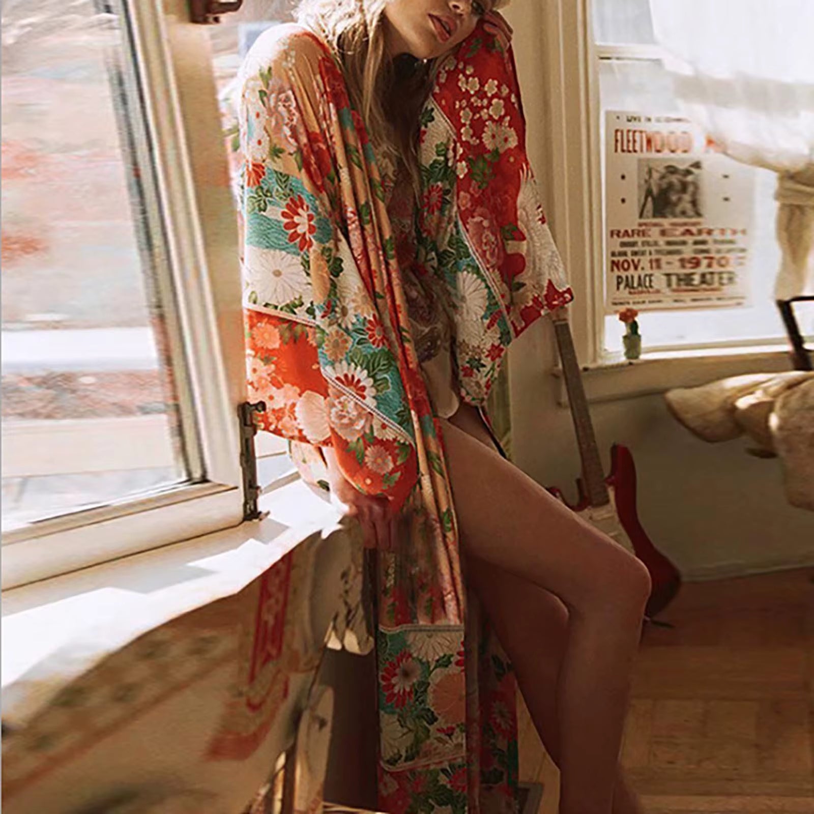 Kimono Long | Orange et Fleur