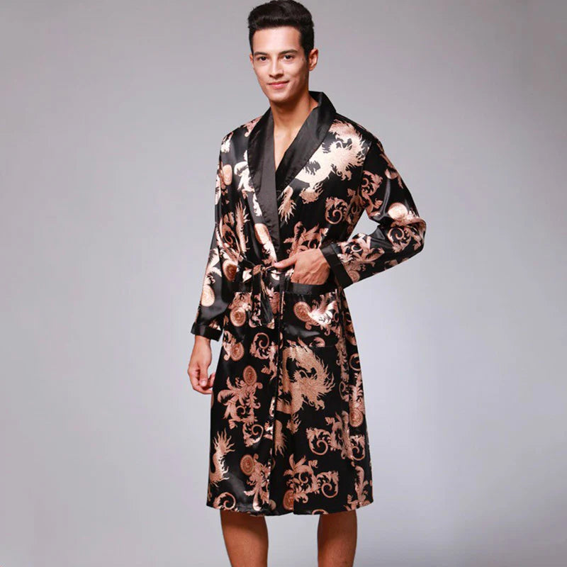 Pyjama Kimono Homme | satin Noir