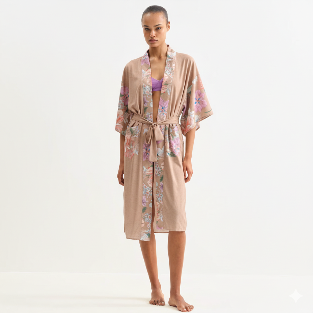 Kimono Long | Beige-Rose