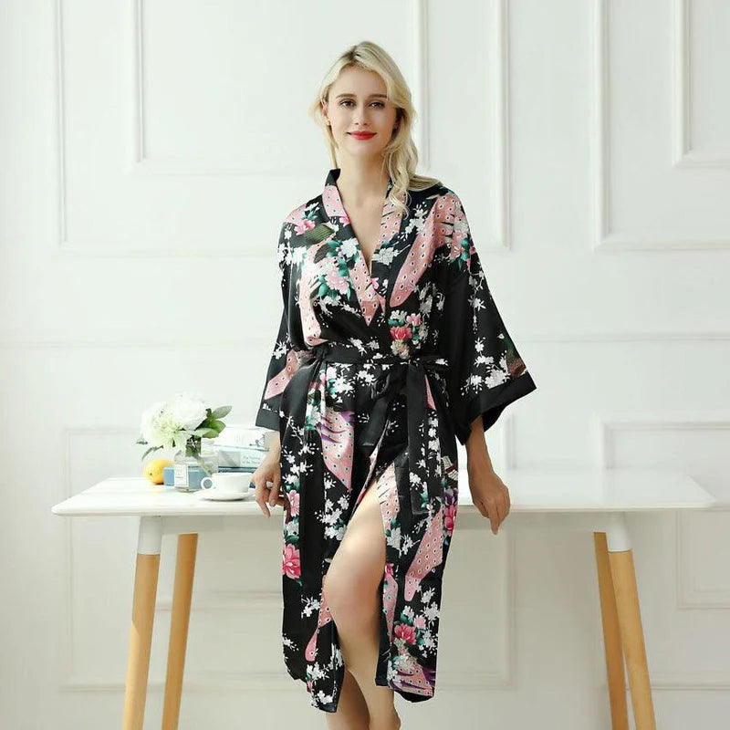Kimono Pyjama | Noir Fleuri