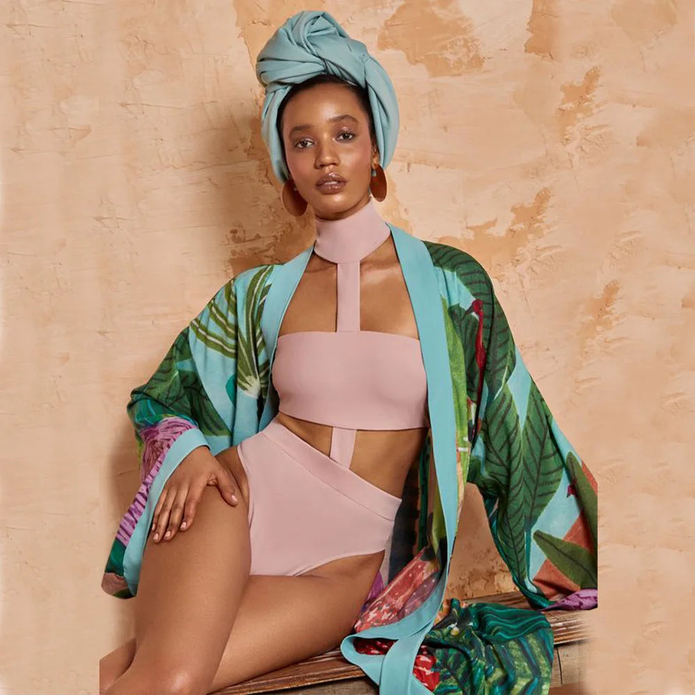 Kimono Long | Vert-Bleu