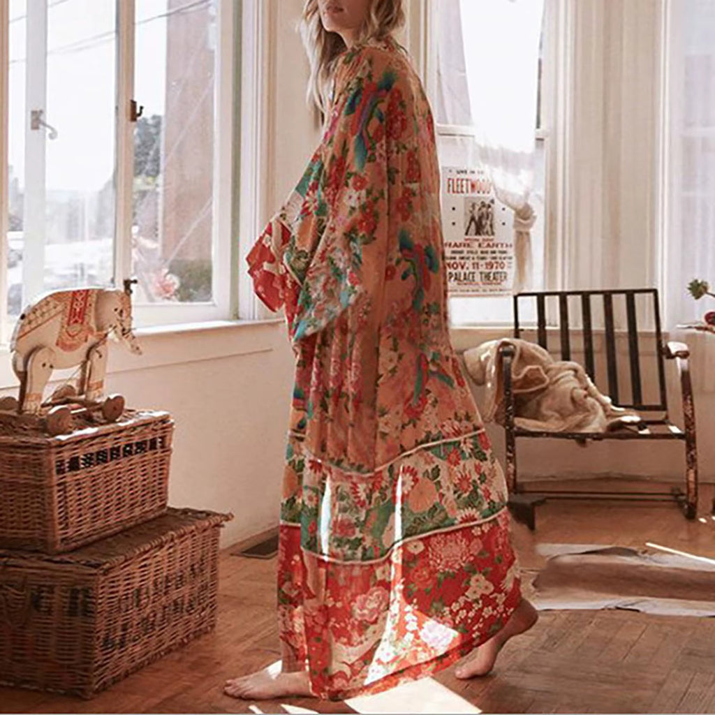 Kimono Long | Orange et Fleur