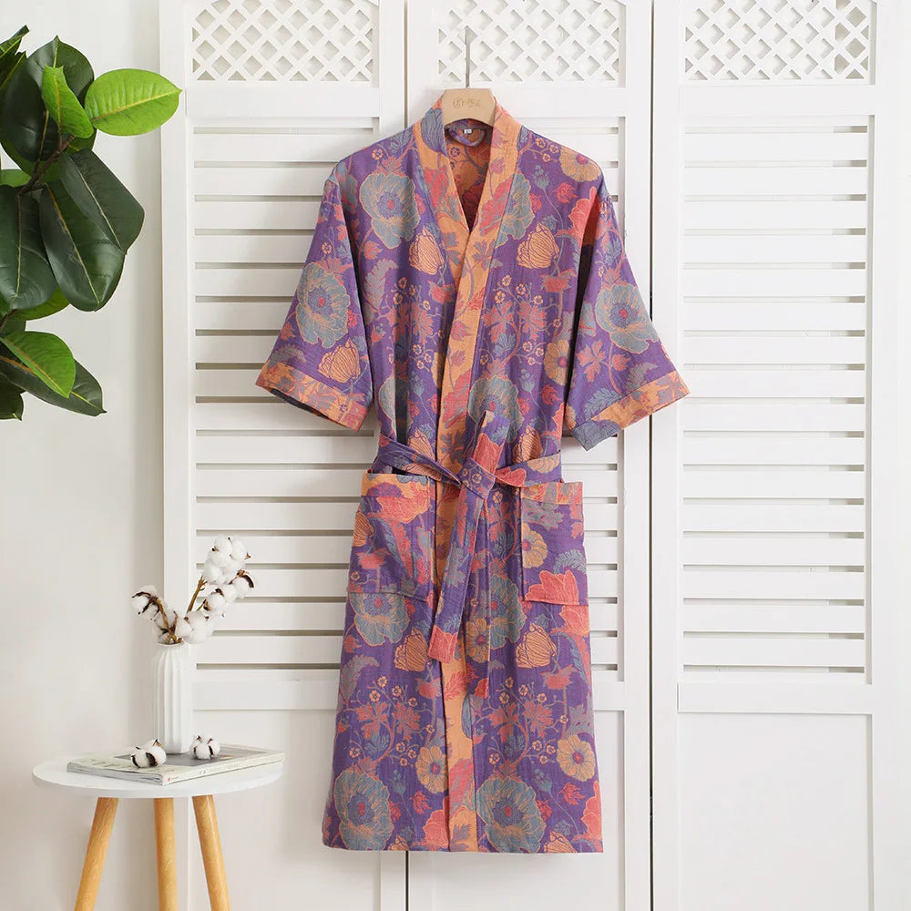 Peignoir Kimono | Violet-Orange