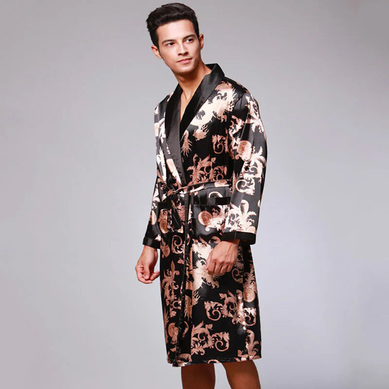 Pyjama Kimono Homme | satin Noir