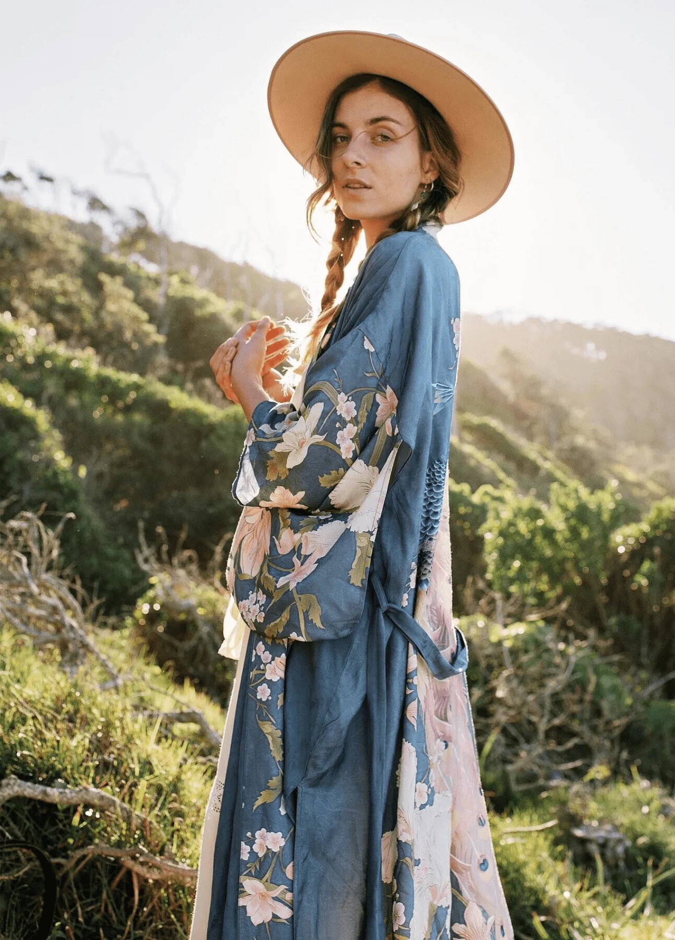 Kimono Long | Bleu Fleuri