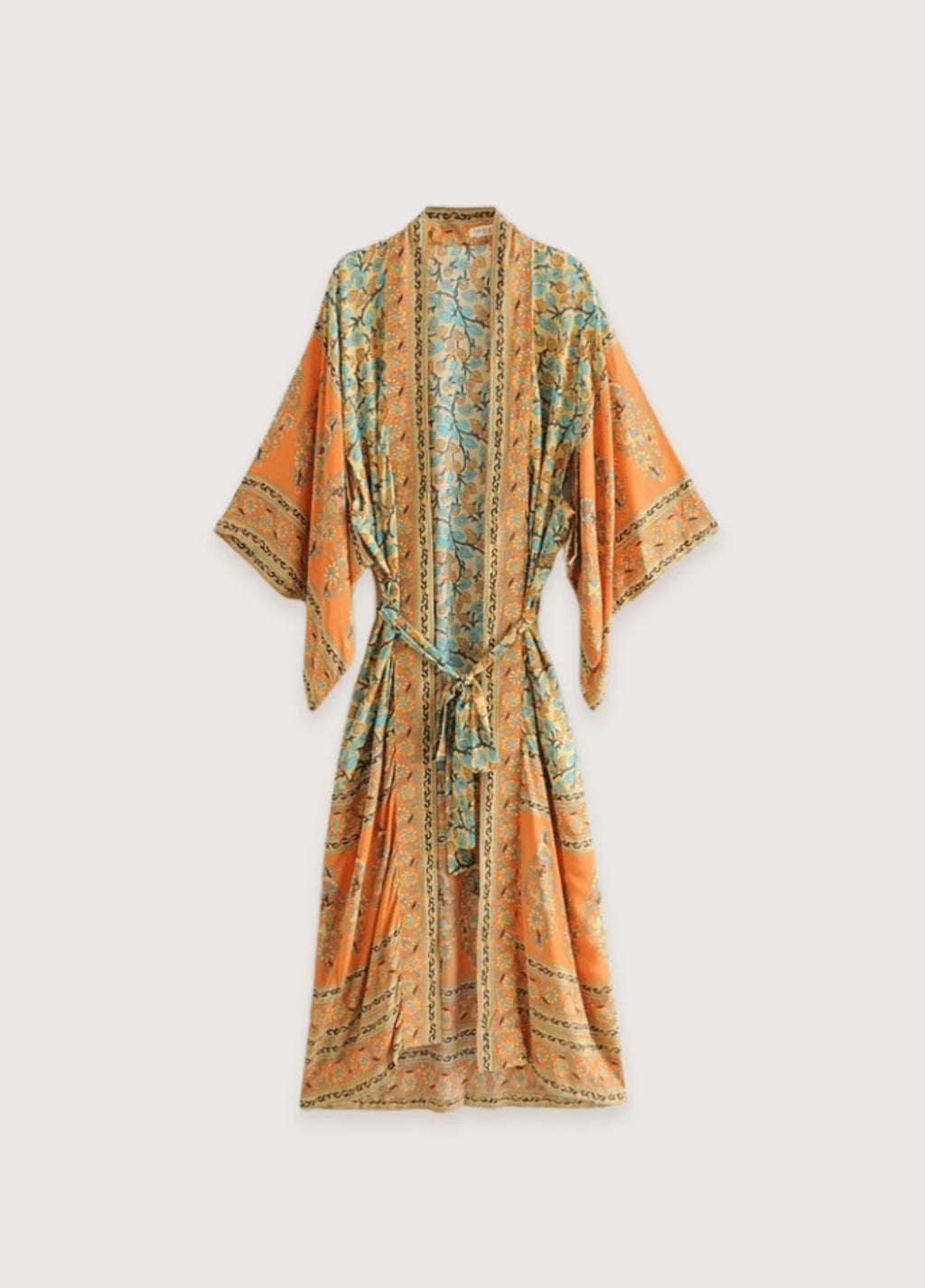 Kimono Long | Orange Fleuri