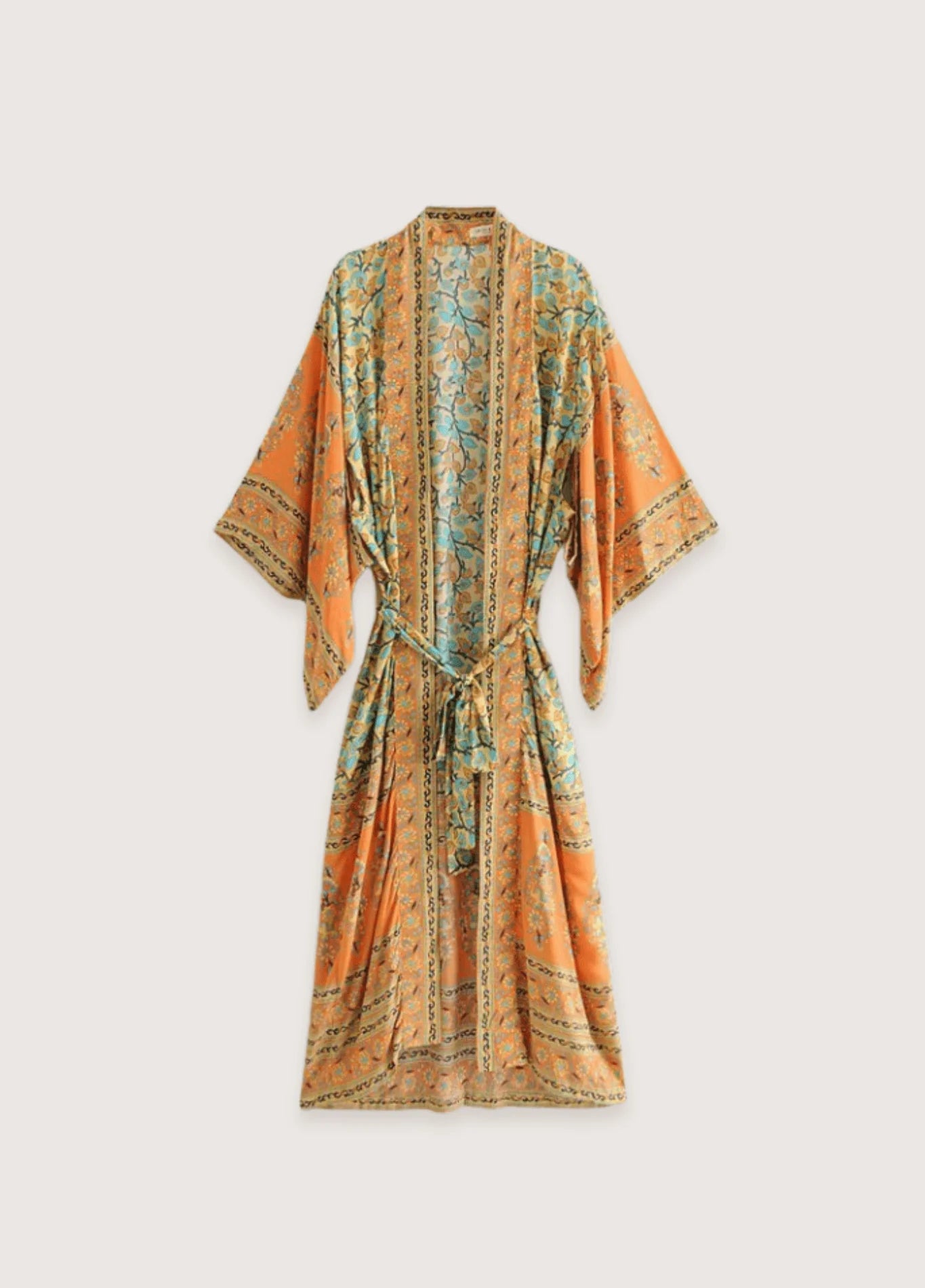 Kimono Long | Orange Fleuri