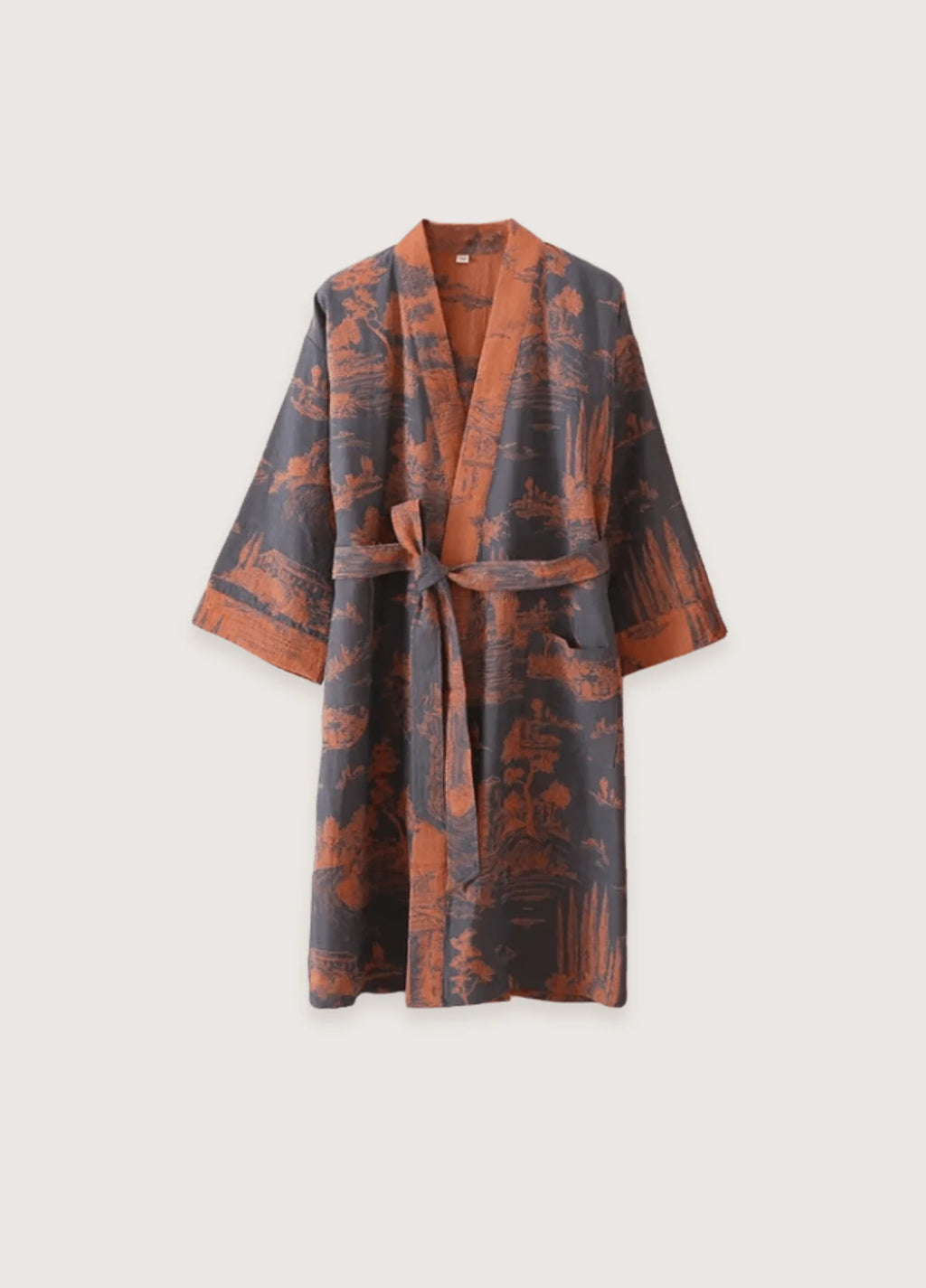 Peignoir Kimono | Orange et Bleu