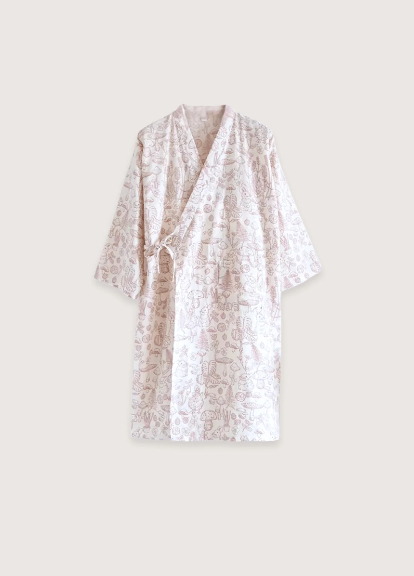 Peignoir Kimono | Blanc et Rose