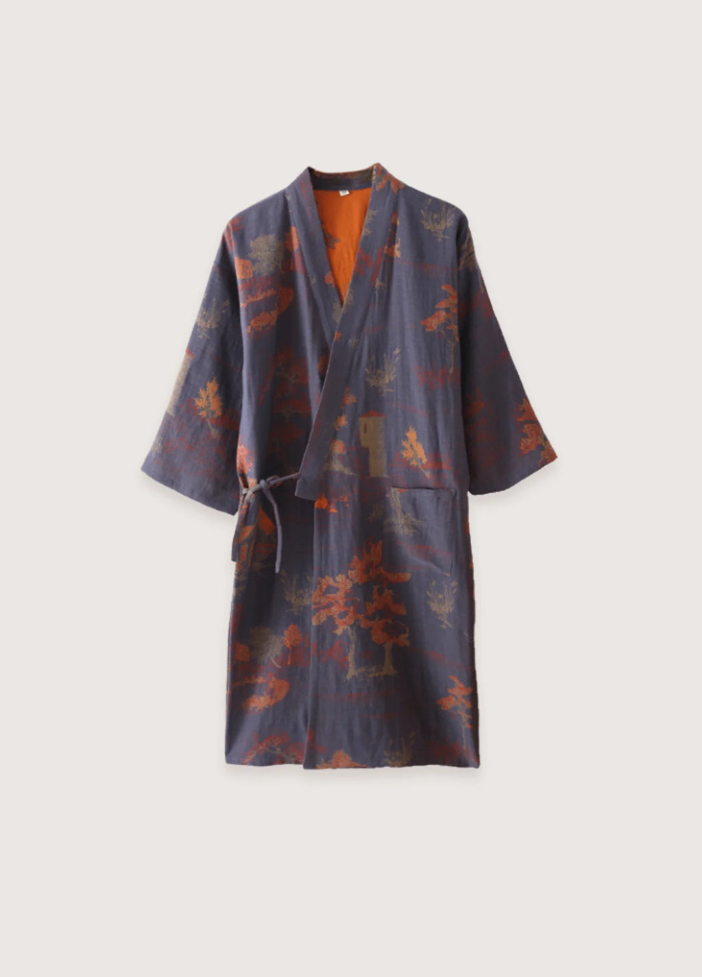 Peignoir Kimono | Bleu-Orange