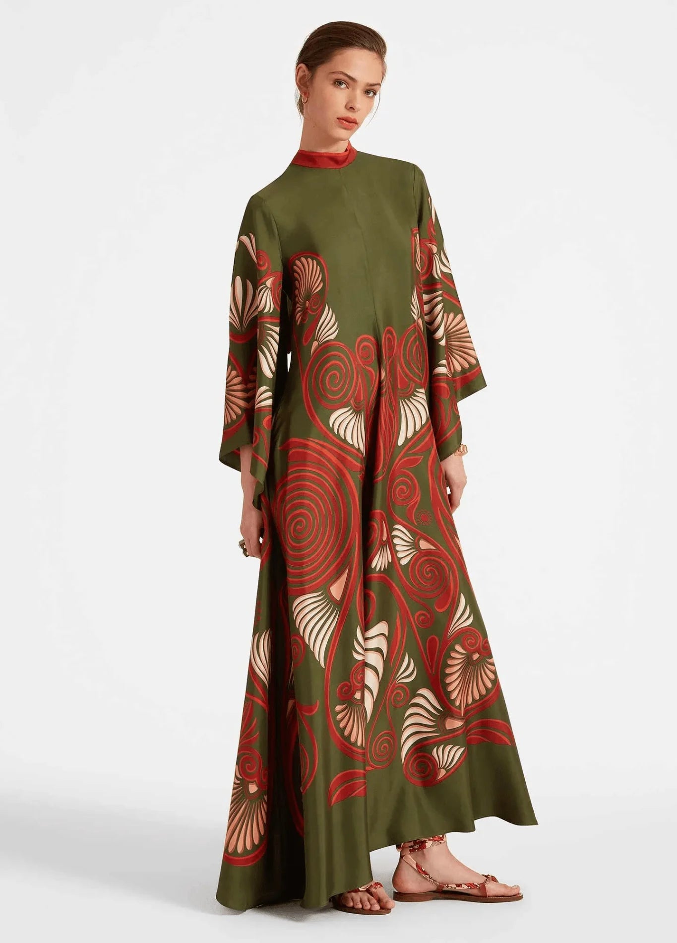 Robe Kimono | Vert et Rouge