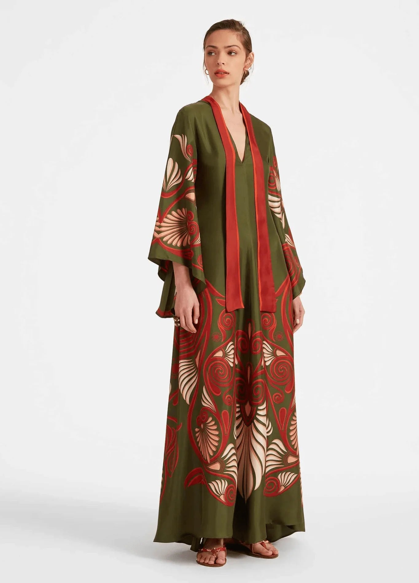 Robe Kimono | Vert et Rouge
